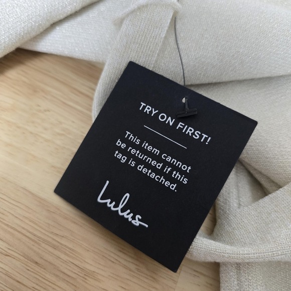 Lulus Dress Womens Medium White One Shoulder Midi Knit Metallic Belted Party S - Picture 3 of 10